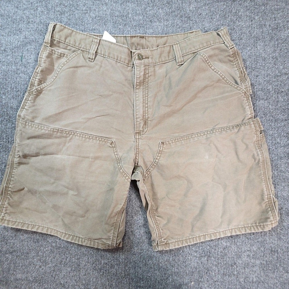 Carhartt Cargo Shorts Mens 36 Beige Canvas Relaxed Fit Workwear Utility Summer